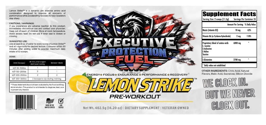 EXECUTIVE PROTECTION FUEL LEMON STRIKE ENERGY PRE-WORKOUT